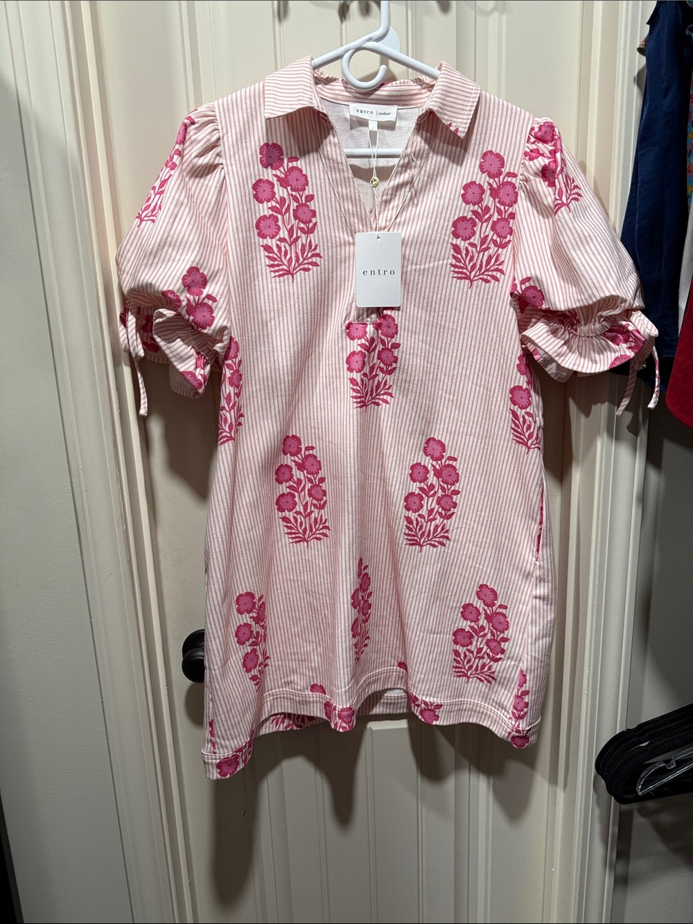 entro Pink Striped Tunic with Magenta Floral Print